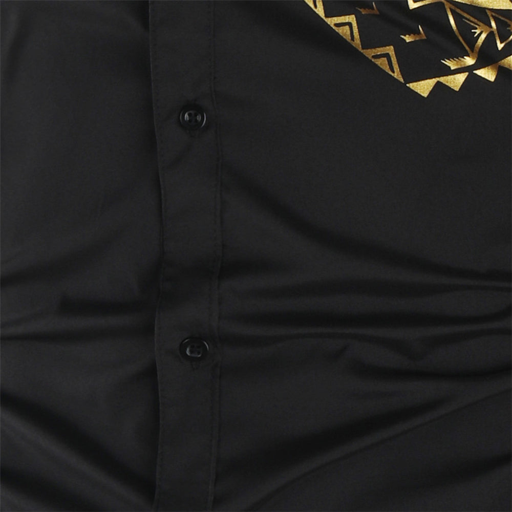 Luxe goud zwart shirt heren nieuwe slim fit lange mouw