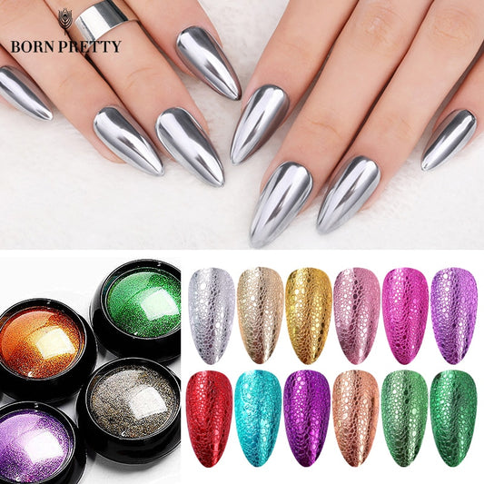 Poudre pigmentée miroir pour Nail Art, paillettes pour ongles