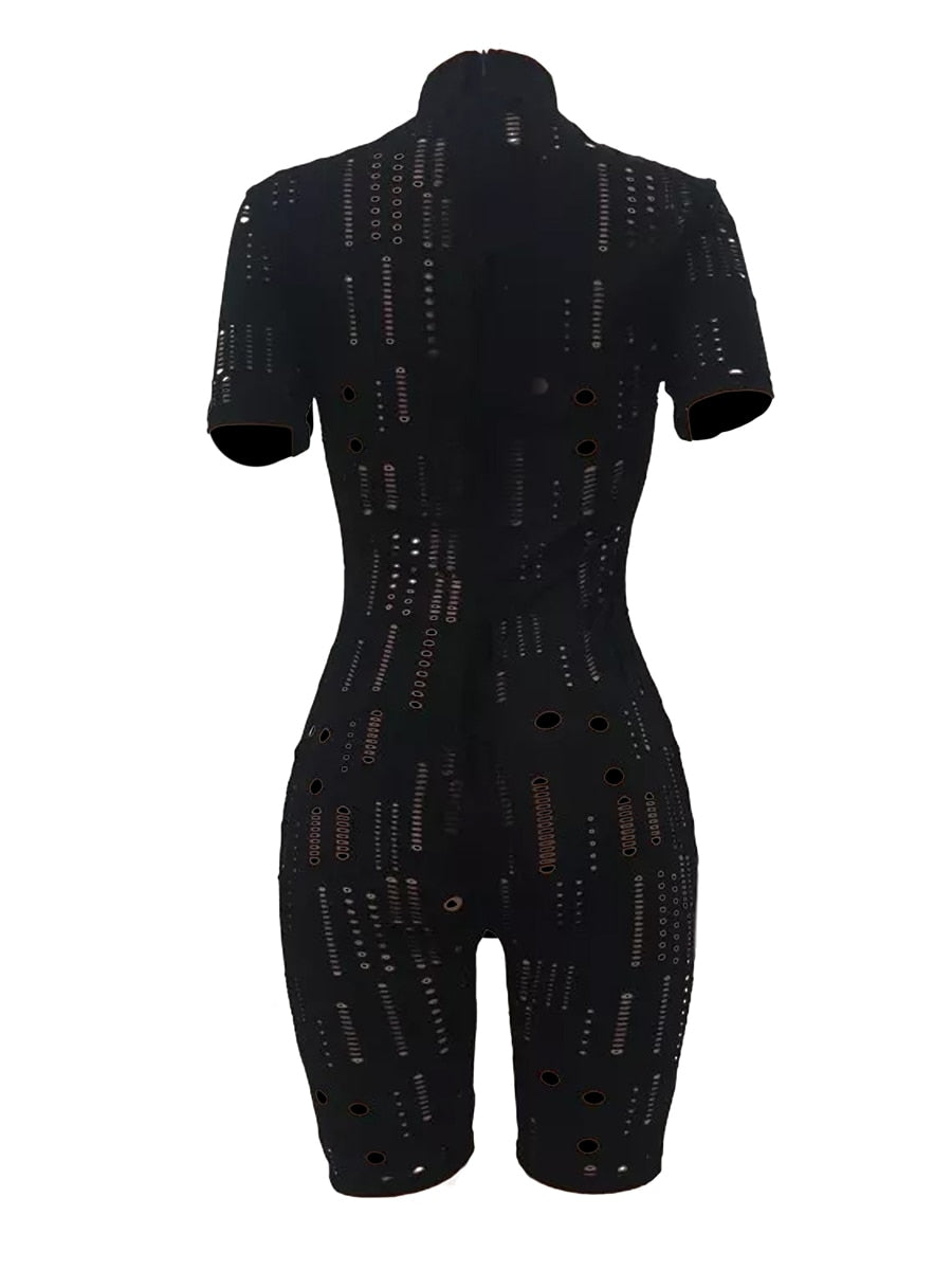 Uitgesneden bodycon jumpsuit met korte mouw