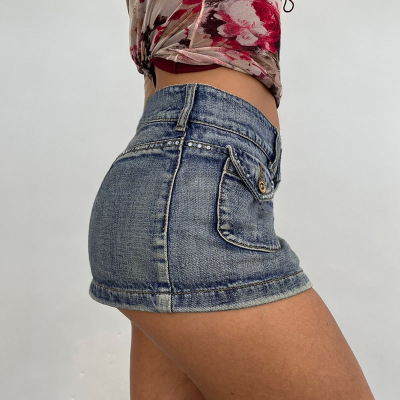 Vintage Diamond Denim Mini Skirt