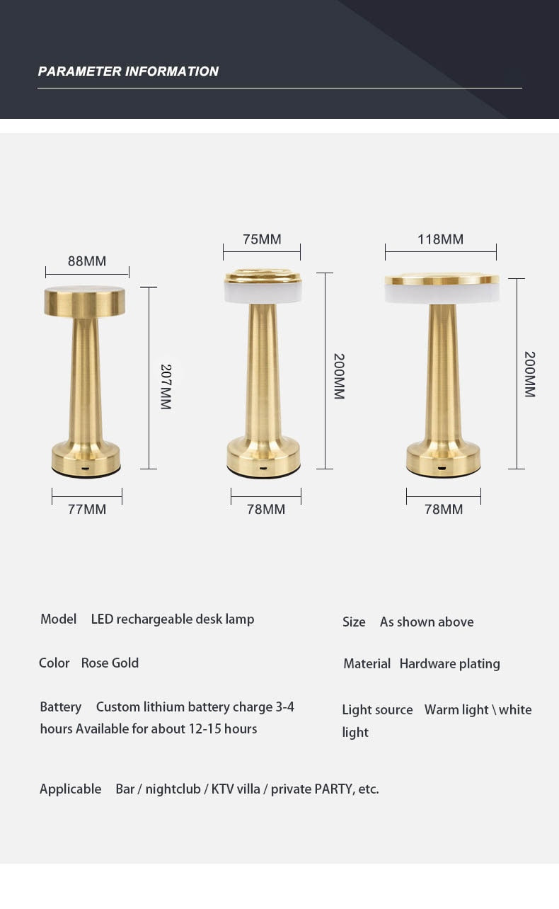 Lampe de table LED à barre rétro