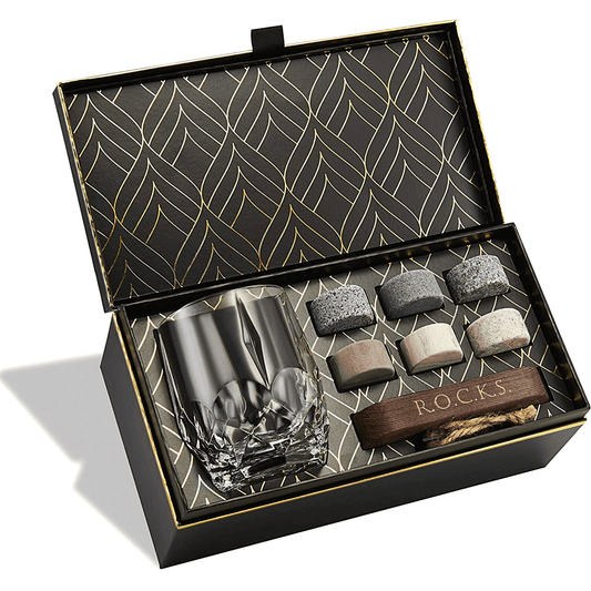 The Connoisseur's Set - Whiskey Stones &amp; Iconische Crystal Glass-editie