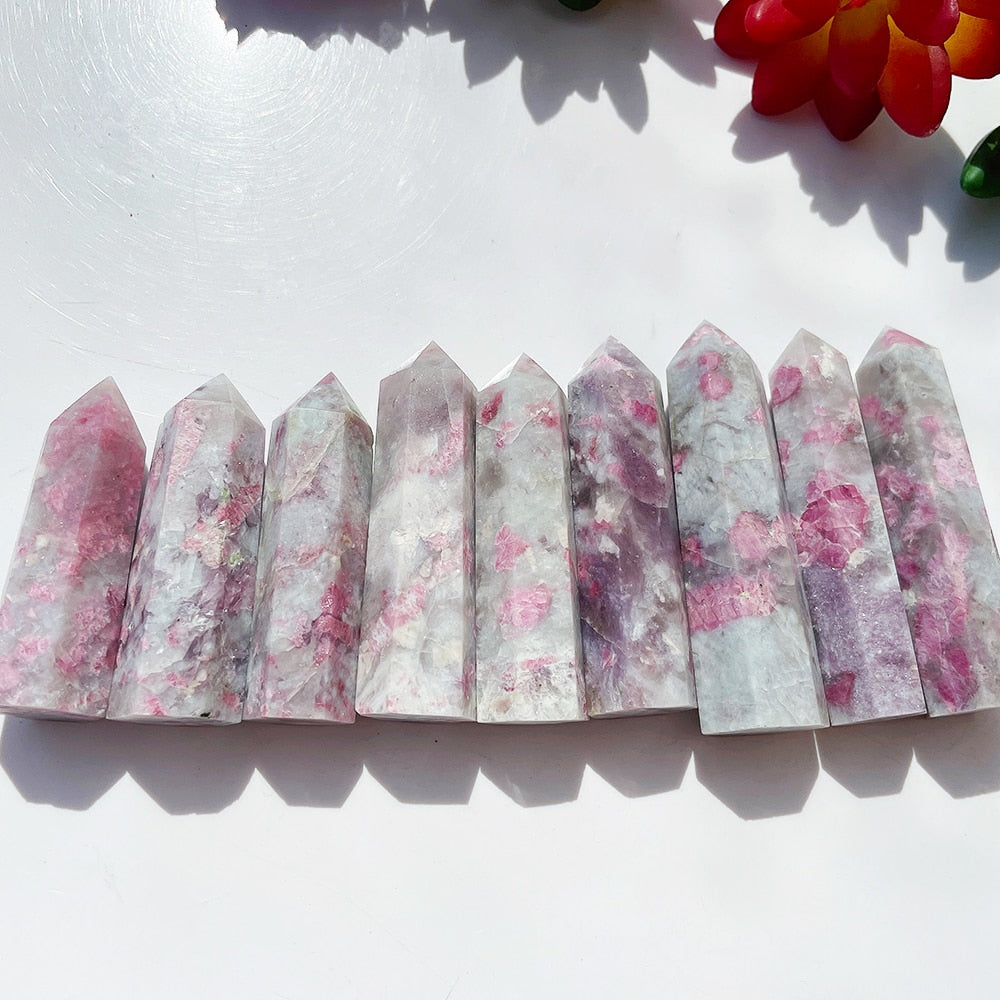 Natural Plum Blossom Tourmaline Crystal Point