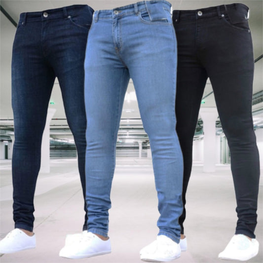 Pants Retro Washing Zipper Stretch Jeans