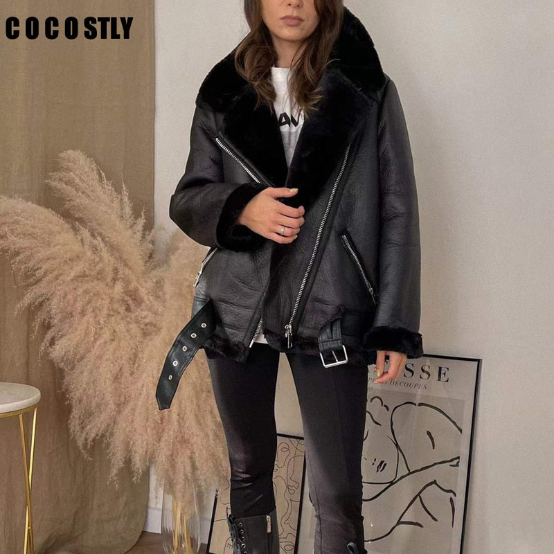 Faux Leather Coat